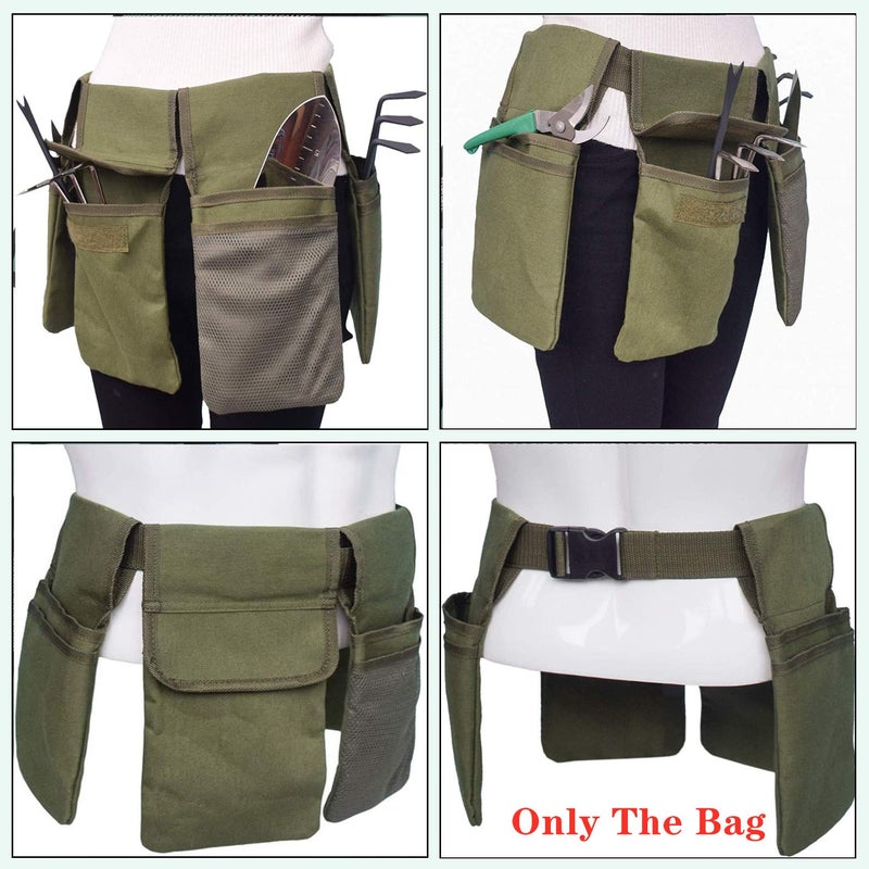 COCO Park Gardening Tool Belt Bag - Canvas Waist Tool Apron Organizer Hanging Pouch with 4 Pockets for Gardeners Picking Fruit Weeding, Fits Women & Men, Waterproof, 1 Pcs - Image 2